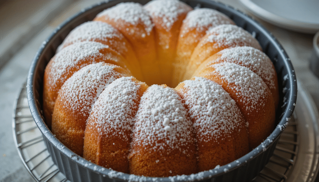 Easy gâteau de Savoie cooling in pan