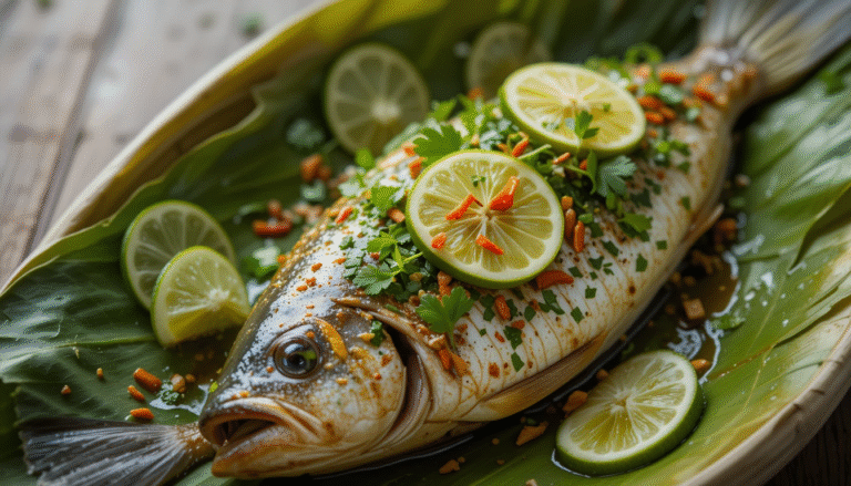 Whole Thai fish with lemongrass and kaffir lime – poisson thaï recette