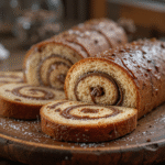 Close-up view of roulé au Nutella dessert